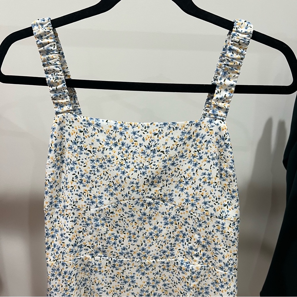 Cider White Floral Maxi Dress with Blue and Yellow Print